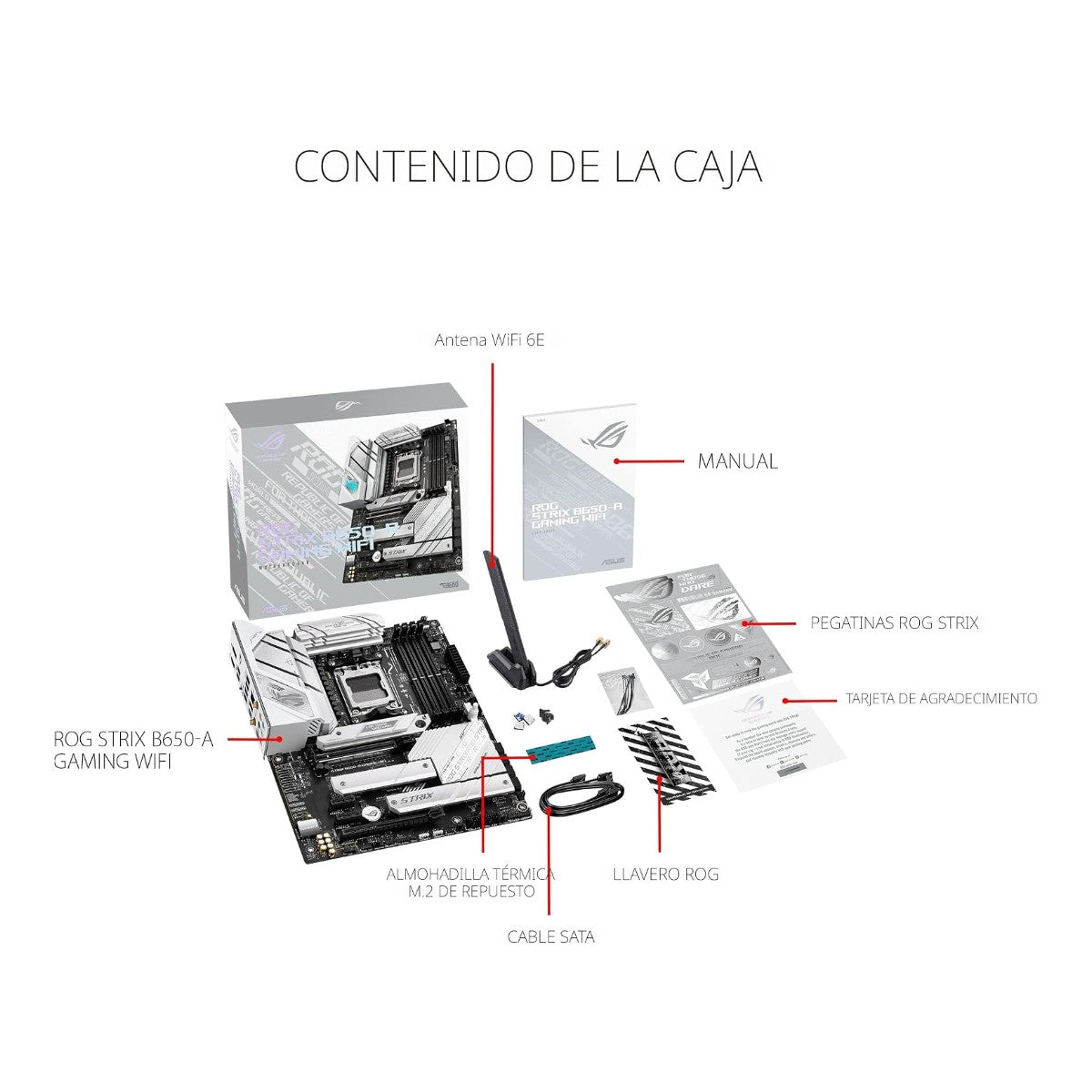 Board ASUS ROG Strix B650-A Gaming WiFi blanca