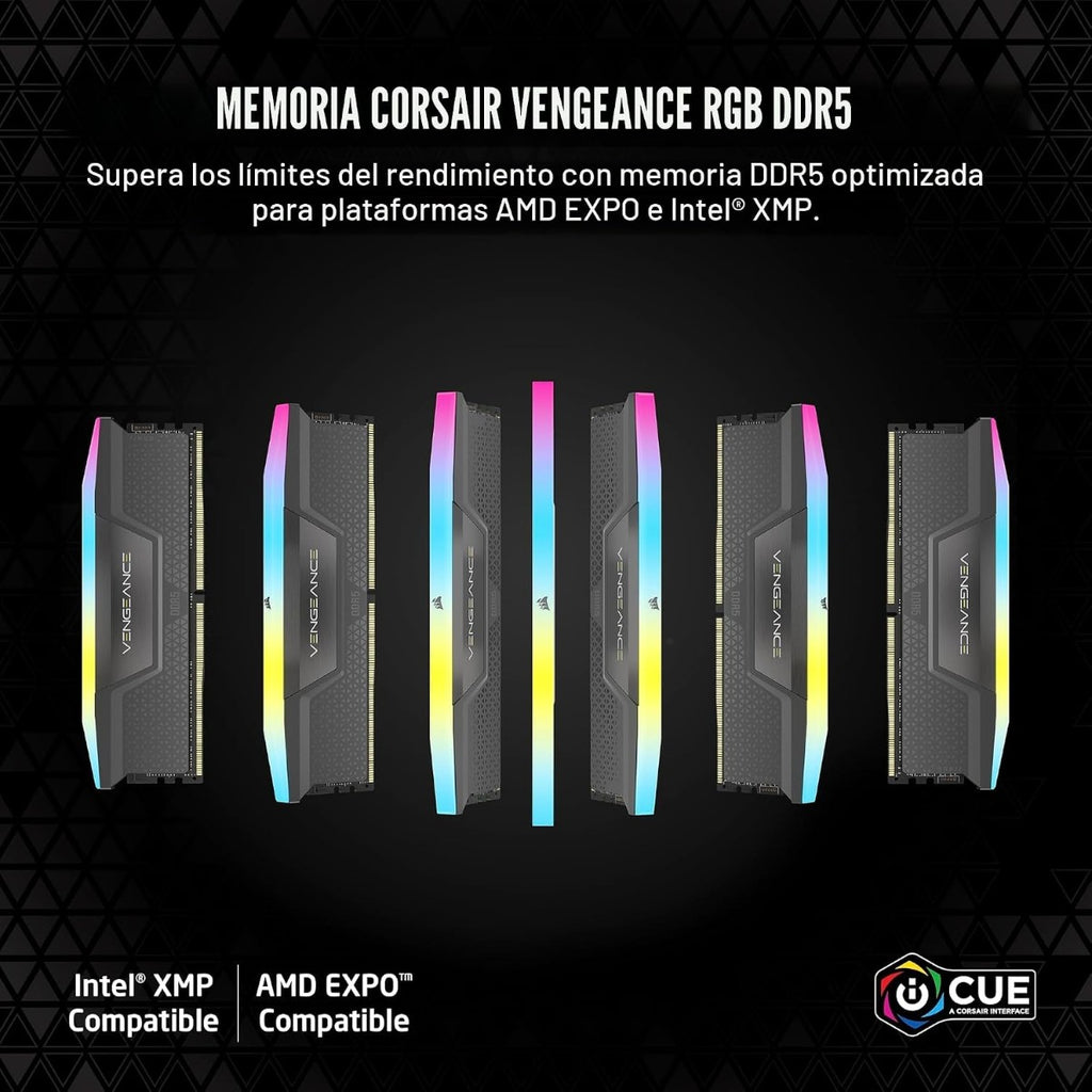Memoria RAM Corsair Vengeance RGB 32GB (2x16GB) DDR5 6400MHz Gris – foto 2