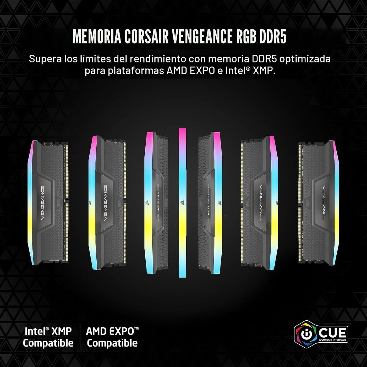 Memoria RAM Corsair Vengeance RGB 32GB (2x16GB) DDR5 6400MHz Gris – foto 2