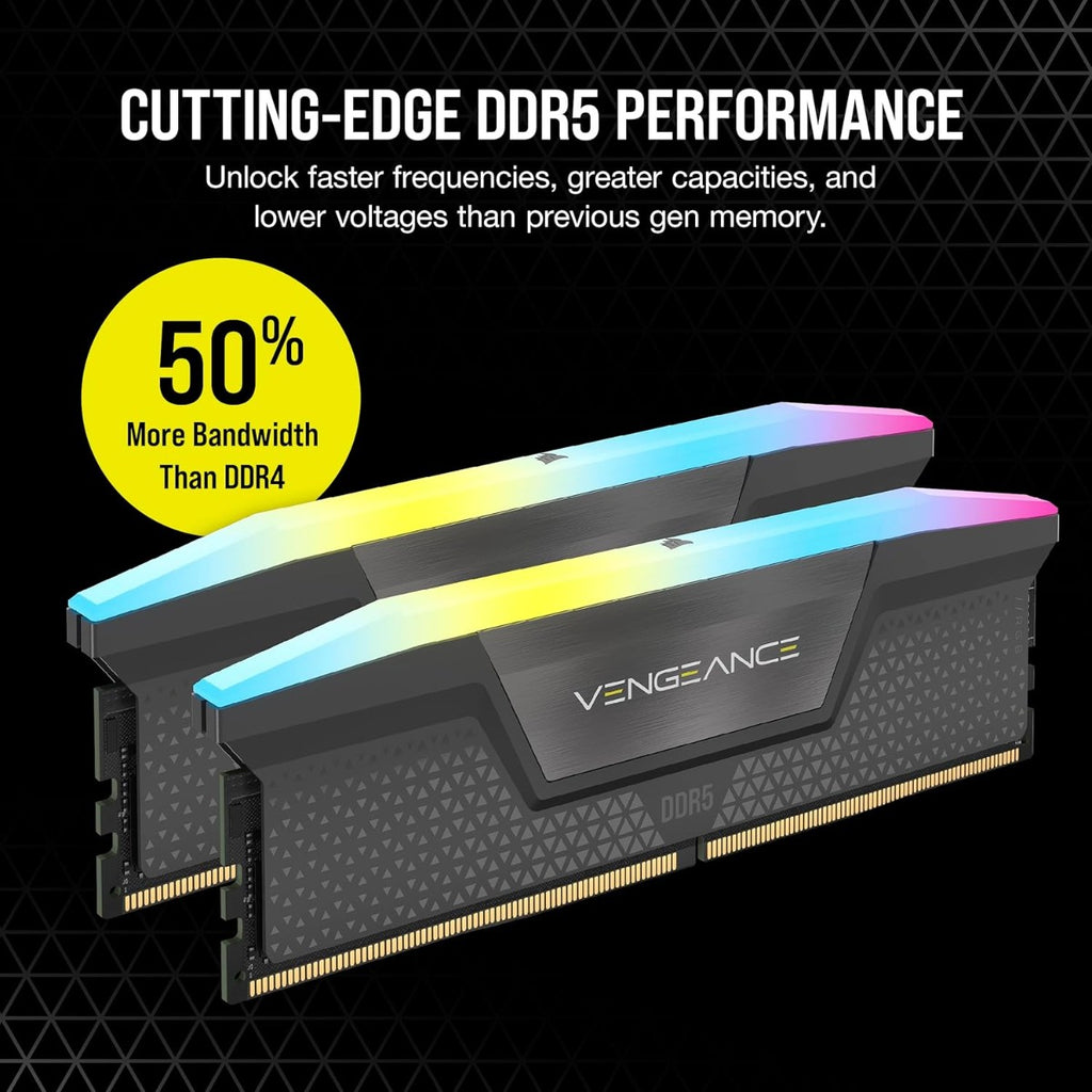 Memoria RAM Corsair Vengeance RGB 32GB (2x16GB) DDR5 6400MHz Gris – foto 3