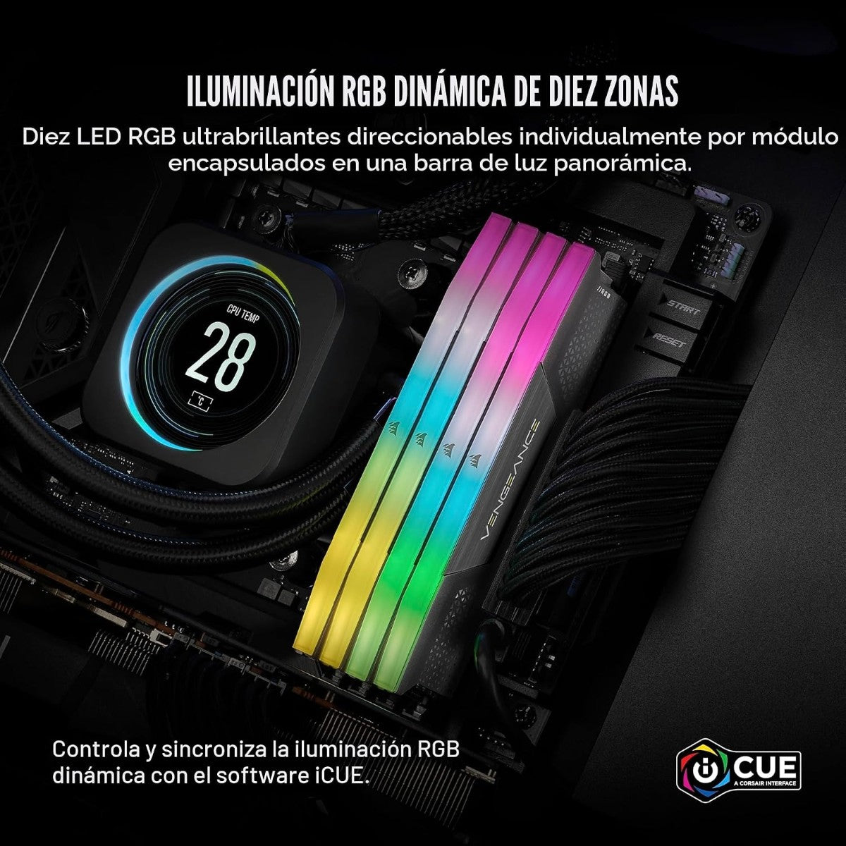 Memoria RAM Corsair Vengeance RGB 32GB (2x16GB) DDR5 6400MHz Gris – foto 4