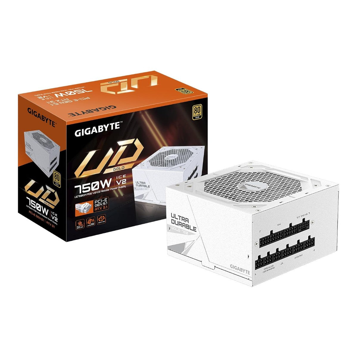 Fuente de poder GIGABYTE UD750GM PG5 V2 ICE 750W 80 Plus Gold Modular Blanca (Nueva)